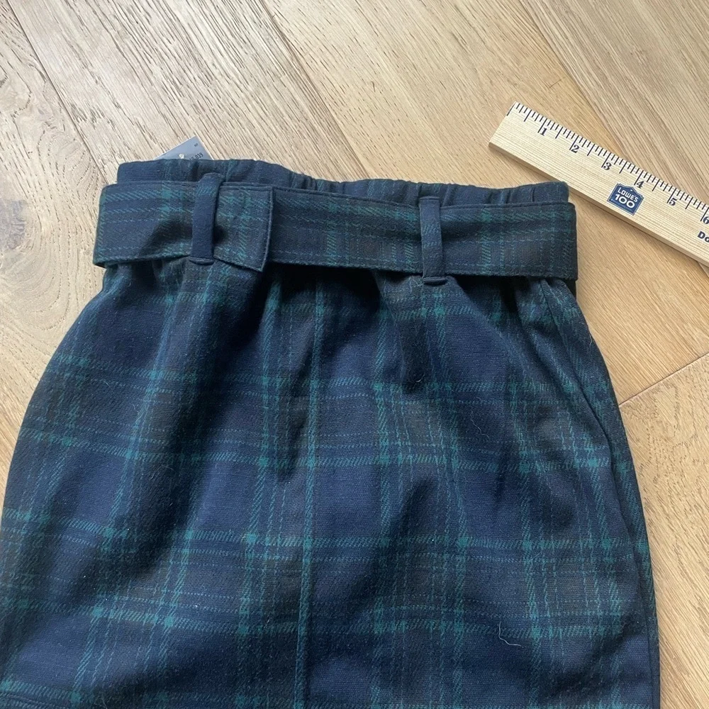 Abercrombie Plaid Belted Skort - Black and Green